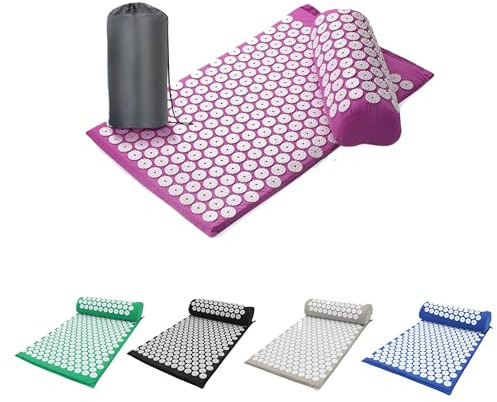 Akupressurmatte, mit Kissen und Tragetasche, waschbar Lila