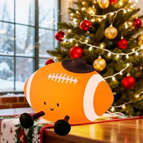 YISUN Rugby Nachtlicht, Nachtlicht Kinder, Tragbares Silikon Nachtlicht mit Touch Steuerung und Timer, Wiederaufladbare Dimmbare Silikonlampe, für Nachttisch Schlafzimmer Tischdekoration Geschenke