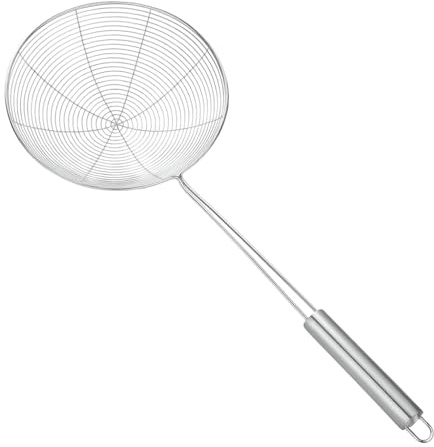 GLOBLY Schiumarola in Acciaio Inox 33 cm, Cucchiaio Ragno per Frittura, Pasta, Ravioli e Alimenti Fritti, Utensile da Cucina Resistente e Durevole