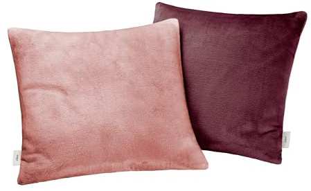 s.Oliver Doublesoft Kissenbezug 50x50 cm - super kuschelig & weich, Polyesterflausch 2 Stück dunkelrot