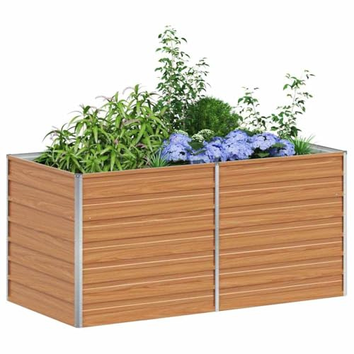 vidaXL Hochbeet Hellbraun 160 x 80 x 77 cm Verzinkter Stahl