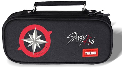 JPWPFAA Trousse à Stylo 3 Compartimenti Stray kids Nero, SKZGrande Capacità in Canvas, Organizzatore Multifunzionale per Scuola & Ufficio – Regalo Perfetto per i Fan STAY di Kpop