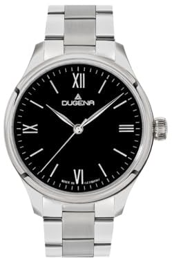 SELVA Herren Hochzeitsuhr mit Handaufzug, Gliederband Silber, silberfarbenes Gehäuse, Schwarzes Zifferblatt (Test)