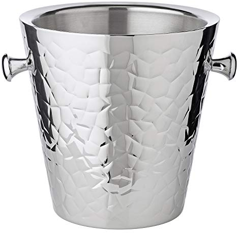 EDZARD Champanera/refrigerador de Botellas Capri, con Asas, Acero Inoxidable Muy Pulido, de Doble Pared, Exterior Estampado, Altura 23 cm, diámetro 22 cm