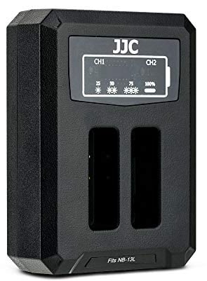 JJC USB Dual Battery Charger for Canon PowerShot G1X Mark III, G5X, G7X, G7 X Mark II, G9X, G9X Mark II, SX740 HS, SX730 HS, SX720 HS, SX620 HS Cameras Replaces Canon NB-13L
