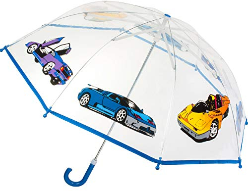 alles-meine.de GmbH Kinderschirm/Regenschirm - Auto & Fahrzeuge - Ø 79 cm - durchsichtig & durchscheinend - transparent - Kinder - Stockschirm - groß mit Griff - Einklemmschutz..