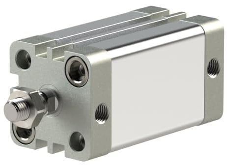 RIEGLER 15.DMA.32200 Serie ACE Kompaktzylinder, Doppeltwirkend mit Magnet, 32mm Kolben, 200mm Hub, G 1/8 Anschluss, M10 x 1.25 Kolbenstangen