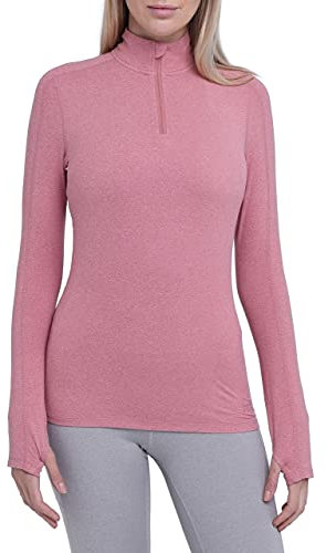 TCA Women's Lightweight Fusion Quickdry Long Sleeve Half-Zip Running Top - Dusty Rose, M