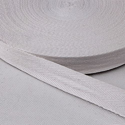 Baumwolle Schrägband,25 Yards x 20mm Einfassband Köperband Nahtband Baumwollband Textilband Fischgrätenband Köperband Wimpelband Twillband Webbing Band für Schneidern DIY-Nähen Basteln,Creme