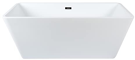 MILANO 1615 x 720mm Double Ended Freestanding Square Bath Black Overflow
