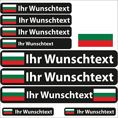 INDIGOS UG Fahrrad Aufkleber Bulgarien - 13 Fahnenaufkleber glatt - Sticker selbst gestalten - Fahrrad - Auto - Motorrad - Namensaufkleber wasserfest personalisiert - Wunschtext