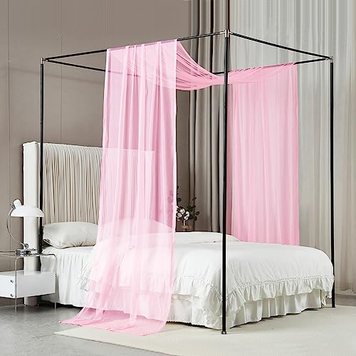 Akiky Betthimmel für Mädchen, rosa, durchsichtiger Betthimmel, Bettvorhänge, durchsichtiger Schal, Volant, 1 Baldachin, King-Size-Bettschal, Vorhänge Dekor