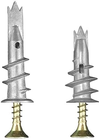 Lemiyoo Lot de 70 fixations robustes pour plaques de plâtre, chevilles murales et vis en métal, ensemble de fixations auto-perceuses, chevilles brutes à cavité, ancrages muraux secs pour plaques de