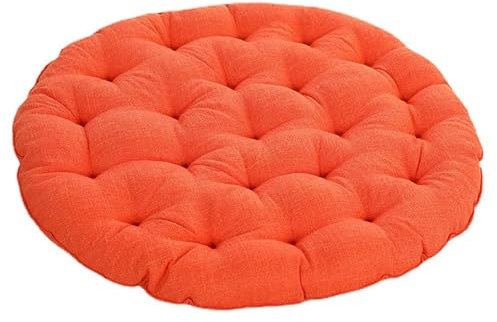 LZTENRETO Große Bodenkissen,Rund Leinen Futon-Kissen Japanischer Stil Getuftet Boden-Kissen Meditations-Kissen für das Sitzen auf dem Boden Fenster-Kissen für Yoga Sofa Balkon (Orange,65x65x10cm)