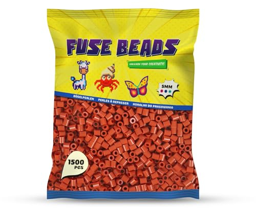 Benny Beads Bügelperlen 1500 Stück, Midi-Größe 5mm, Kreatives Bastelzubehör DIY Fuse Beads (Braun)