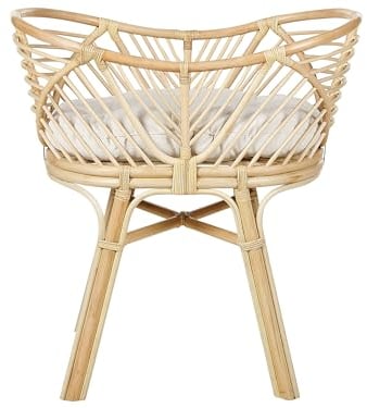 Beliani Stubenbett Rattan natürlich mit Gestell Polster cremeweiß Babybett Boho Gruissan