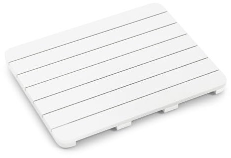COSTWAY Caillebotis de Douche, Tapis de Bain en HIPS Anti-moisissures et Antidérapant, pour Douche, Baignoire, Bord de Piscine, Patio, Intérieur ou Extérieur (48 x 60 cm, Blanc)