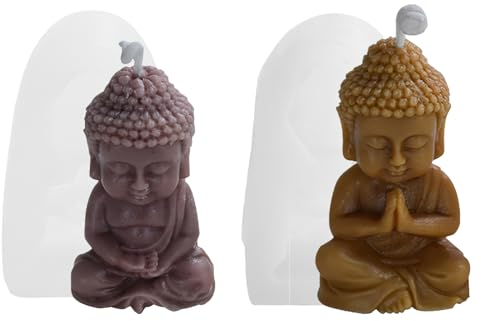 BRISKORE Moldes de Silicona para Fundición de Velas - 2 Piezas DIY Budismo Estatua de Buda Molde para Hacer Velas y Artesanía