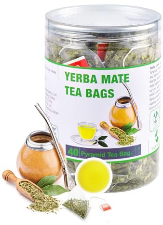 40 Yerba Mate Tea Bag, 3g/bag, Unsmoked Yerba Mate Loose Leaf Tea Packets, from Argentina - Rich In Antioxidants, Unsweetened