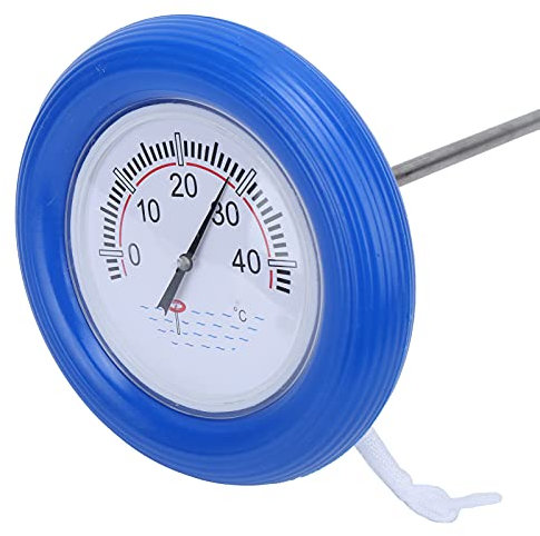Pool-Thermometer, Leicht Ablesbares, Schwimmendes Schwimmbad-Thermometer, Thermometer mit Schnur, Robuster Runder Wasserkopf für Genaue Überwachung der Wassertemperatur in Außen- und Innenpools