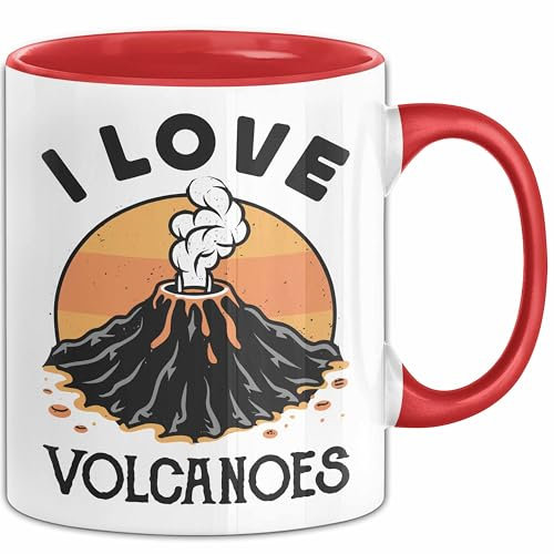 Vulkan Liebhaber Tasse Geschenk I Love Volcanoes Becher (Rot)