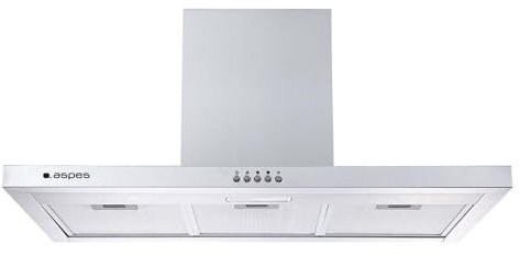 Aspes Campana Extractora Tipo T 90cm Inox ACPT900BX. Potencia 520m3/h, Tiro Doble, 3 Velocidades, Control Manual, Filtro apto para Lavavajillas.