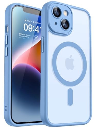 CANSHN 2024 Neu für iPhone 14 Hülle mit Kameraschutz für Magsafe (TOP Militärschutz & Magnetkraft) Extrem Haltbarkeit Hülle iPhone 14 Case Stoßfest, Himmelblau