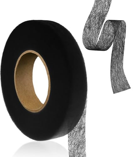 Redamancy Saumband Zum Aufbügeln - 64 m Klebeband, 20mm Breite - Selbstklebendes Bügelband Zum Reparieren Von Stoff, Vorhang, Gardinen, Hosen, Kleidung, Jeans (Schwarz)