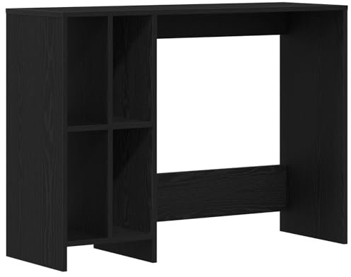 vidaXL Schwarzer Eichenschreibtisch für Heimbüro | Kompakter rechteckiger Tisch mit eingebauten Regalen | Zeitgenössisches Design | Ideales Arbeitsplatzmöbel | Geräumige Oberfläche | Stauraum | Modern