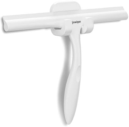 Anjinwiper Duschabzieher, Abzieher Dusche 10″, Streifenfreier Fensterabzieher für Dusche mit Halterung für Badezimmer Fenster Autoglas Spiegel, Weiß