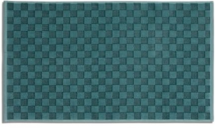 Möve Monochrome Check Velours Duschvorlage 50 x 80 cm aus 75% Baumwolle/ 25% Viskose aus Bambus-Zellstoff, Malachite
