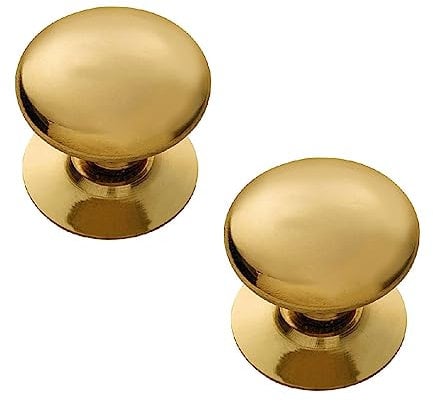 Merriway BH04910 (2 Pcs) Victorian Cupboard Cabinet Door Knob Brass 32mm - Pack of 2 Pieces