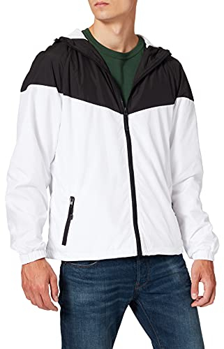 Urban Classics Herren Jacke 2 - Tone Tech Windrunner TB2107, Gr. Medium (Herstellergröße: M), Mehrfarbig (Black/White 00050)