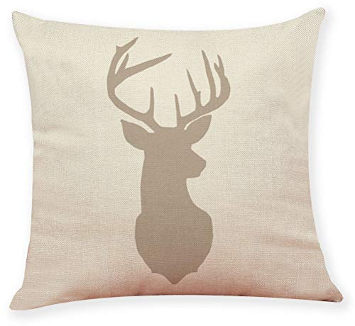 Nunbee Kissenbezug Weihnachtsdeko bettwäsche Platz Dekorative Akzente Setzen Fall Sofa zierkissen Hirsch Elch Weihnachtsmann Nikolaustag Glocke Elf Rentier Rudolph Festive, Rothirsch Kopf 6 45 * 45cm