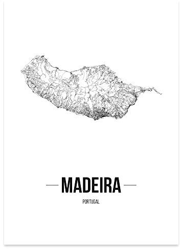 JUNIWORDS Stadtposter - Wähle Deine Stadt - Madeira - 60 x 90 cm Poster - Schrift B - Weiß