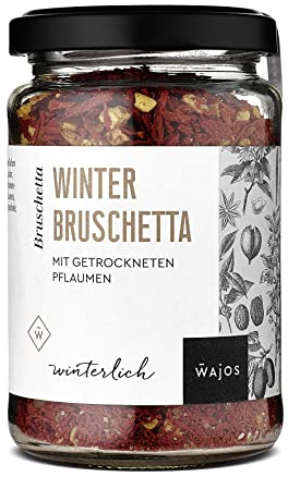 Wajos Winter Bruschetta 90g – Würzmischung mit getrockneten Pflaumen. Für Bruschetta Brot, als Gewürz für Saucen und zum Kochen