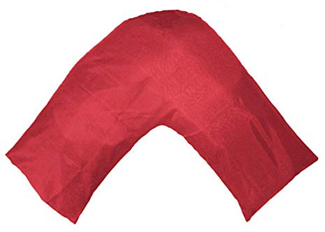 Gyulin Federa per cuscino in raso morbido e setoso, a forma di V / Tri/Boomerang federa per cuscino ortopedico / gravidanza / allattamento, solo federa, senza inserto, rosso
