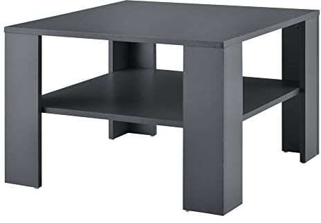 [en.casa] Couchtisch Aachen Beistelltisch 60x60x40 cm Wohnzimmertisch mit Ablage Sofatisch Kaffeetisch Dunkelgrau