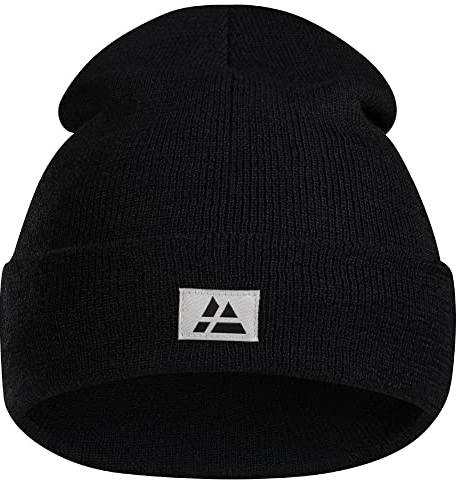 DANISH ENDURANCE Mütze aus recyceltem Material, Weiche Beanie Wintermütze, Warme Fischermütze, Hüte, Mützen & Caps, Unisex, für Herren & Damen, Schwarz, One Size