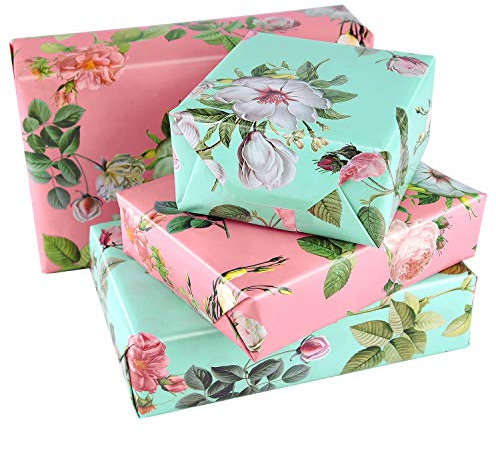 PLULON 6 Sheets Floral Birthday Gift Wrapping Paper, Wrapping Paper for Wedding, Birthdays, Valentines, Christmas