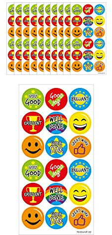 Henbrandt Große Aufkleber für Lehrer mit Aufschrift Well Done, 180 Stück