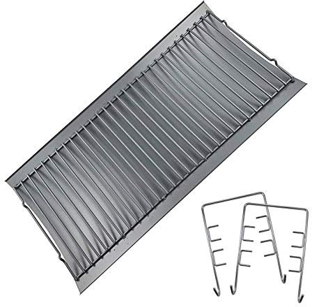 MixRBBQ 27 inch Ash pan for Chargriller 1224 1324 2121 2222 2727 2828 2929 Charcoal Grill, Fire Grate Replacement Part with 2pcs Fire Grate Hanger, 27 Drip Pan