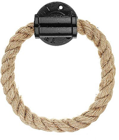 Rope Towel Ring, Wall Mount Vintage Cast Iron Towel Rack, Industrial Storage Toilet Towel Holder, Rustic Hand Towel Hanger, for Shower/Bathroom/Bedroom/Kitchen