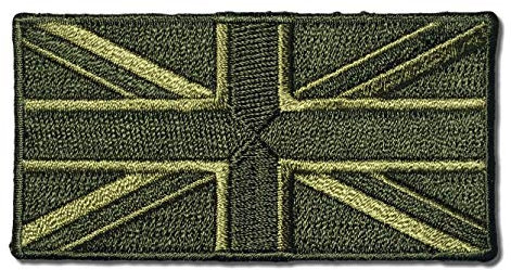 Embroidered 3 British UK Flag Green Union Jack Iron on Patch