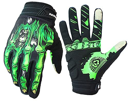 BRZSACR Skeleton Fahrradhandschuhe Motorradhandschuhe Geländewagen MTB, Fahrradhandschuhe Stoßdämpfung Rutschfestes Touchscreen-Design, für Verschiedene Outdoor-Sportarten. (New Grün, L)