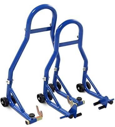 Queiting 2PCS Paddock Stand 46 * 10 * 58cm Motorcycle Lift Stand with Rear Fork Fork Shaft Lift Motorcycle Front/Rear and Skate Wheels Motorcycle Rear Track Paddock Stand for Sports Bike Wheels