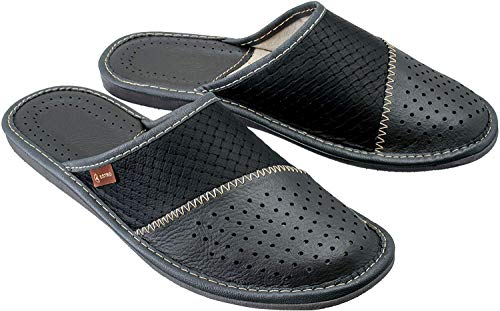 ESTRO Chaussons Hommes Pantoufle Chausson Homme Cuir Mules Pantoufles M55 (47 EU, Gris, numeric_47)