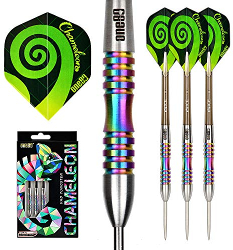ONE80 Steel Darts Chameleon VHD Steeltip Dart – Hochwertige Steeldarts mit Präzisionsgriff und Chameleon-Beschichtung für optimale Kontrolle und Präzision Dartpfeile (Coral, 24 Gramm)