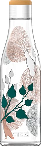 SIGG Metis Sumatra Birds Trinkflasche (0.6 L), plastikfreie und auslaufsichere Trinkflasche, hitzebeständige und BPA-freie Trinkflasche aus Glas, Kooperation mit One Tree Planted