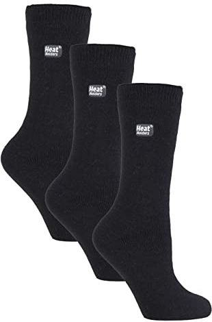 HEAT HOLDERS Lite - Damen 3er Pack Thermosocken für Winter | Socken mit Innenfleece (37-42, Schwarz)